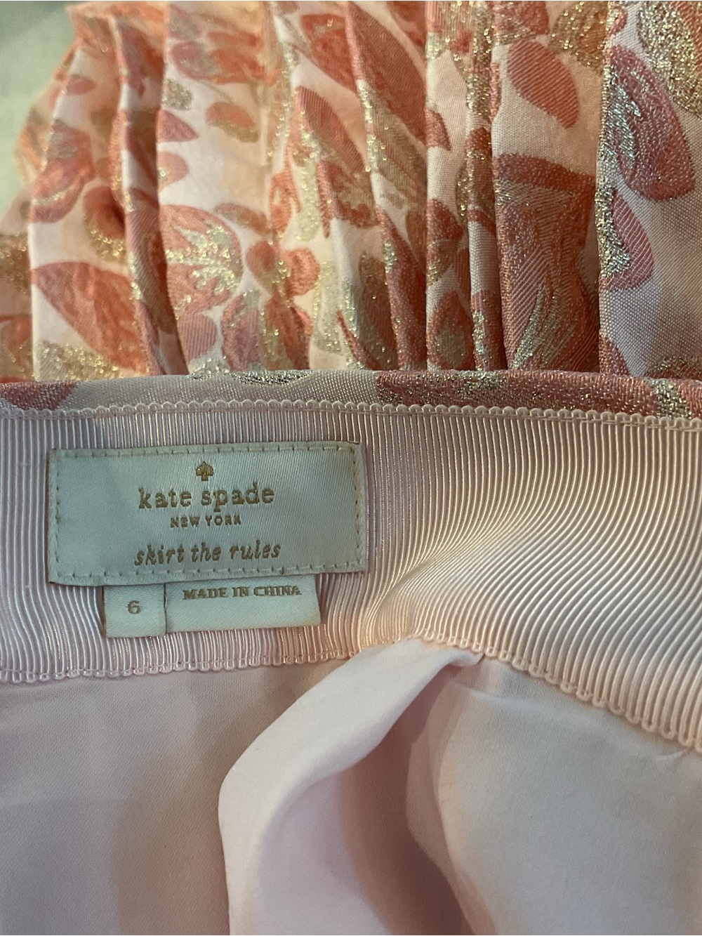 kate spade Pink Metallic Floral Pleated Midi Skirt - Picture 9 of 10